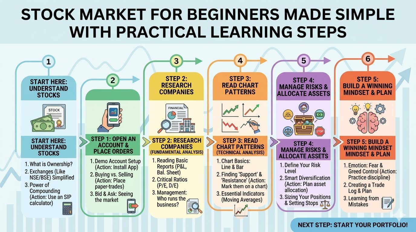 Stock Market for Beginners Made Simple with Practical Learning Steps